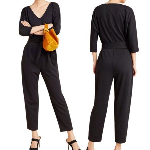 Anthropologie Sutton Ponte Knit V Neck Straight Leg Jumpsuit in Black Size XS - Picture 5 of 5